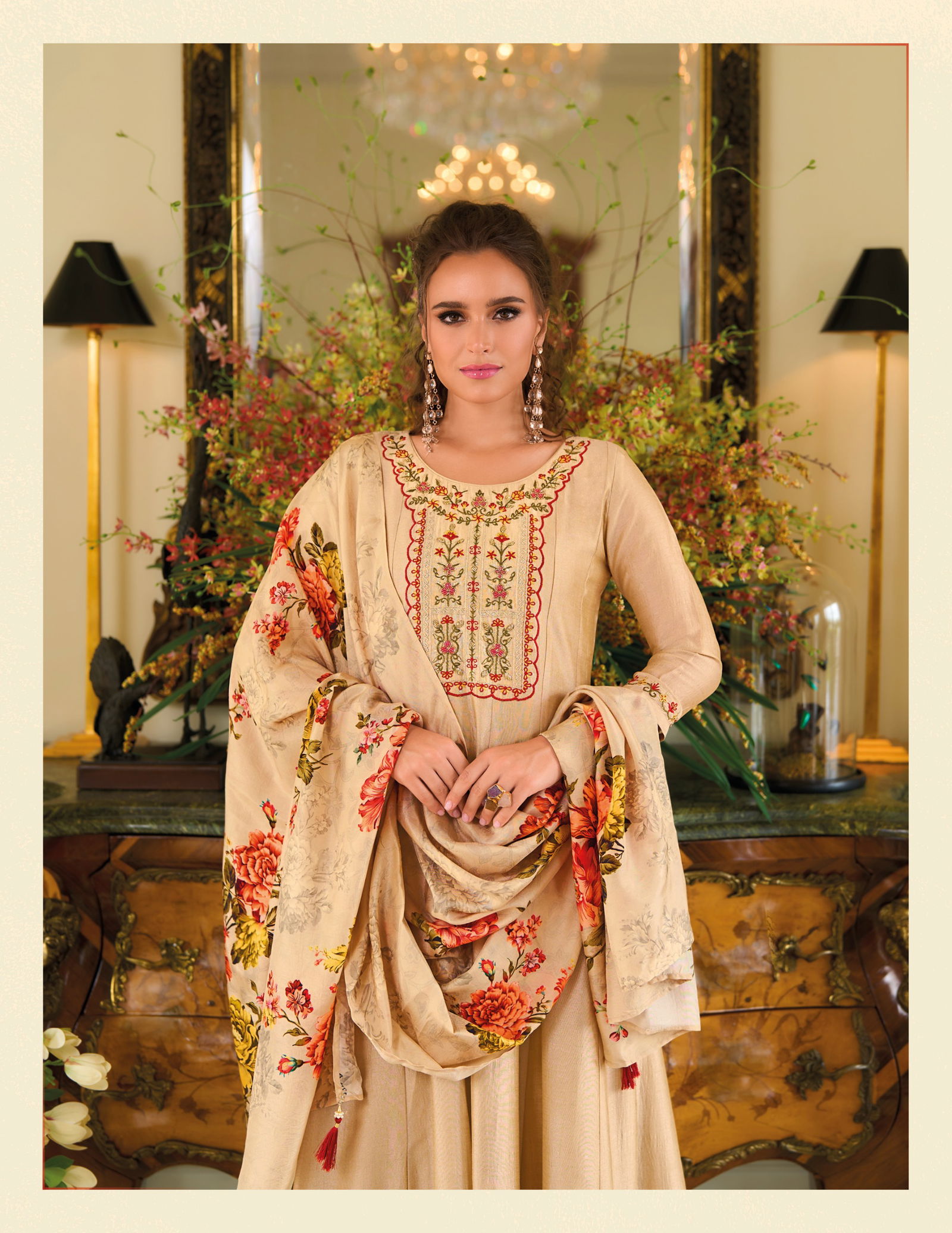 Begum Jaan By Lily And Lali Vichitra Silk Anarkali Kurti With Bottom Dupatta Wholesale Online